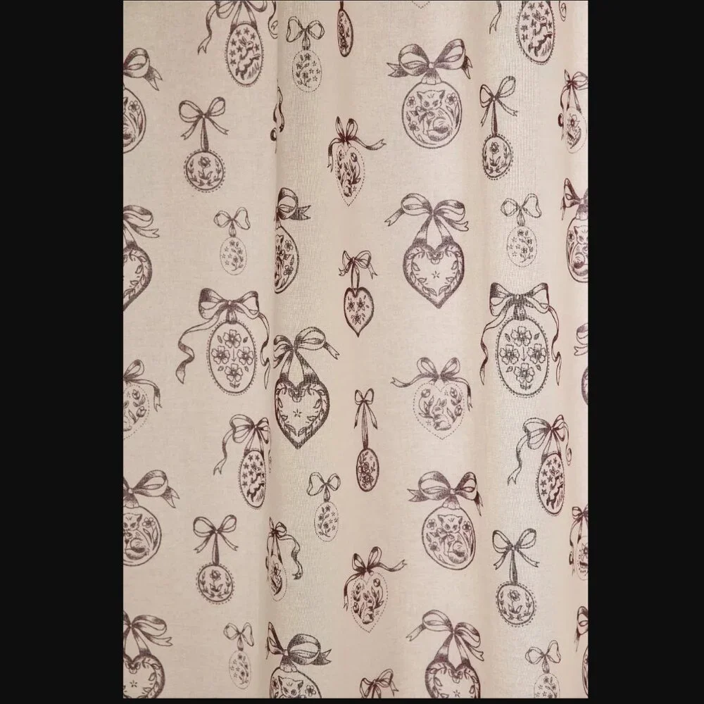 UO Locket 100% Cotton Tattoo Cream Brown Frame Pattern Shower Curtain 72x72